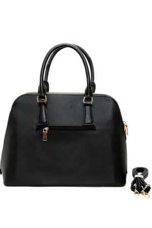 Classic Black Women's Handbag with Detachable Shoulder Strap
