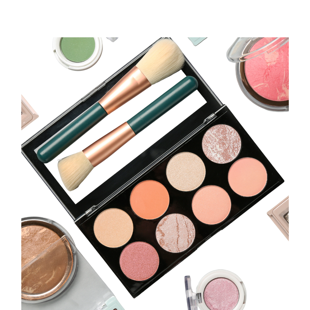 Professional Makeup Palette and Green Handle Brush Set
